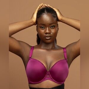 Paramour Peridot Seamless Lace-Back Contour T-Shirt Bra 225073 Dark Purple 40H